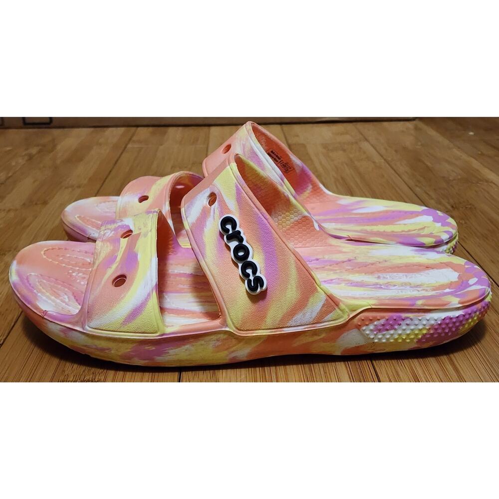 Crocs Classic Marbled Sandals Slip On Orange Sherbet Unisex Men’s Sz 6 Women’s 8